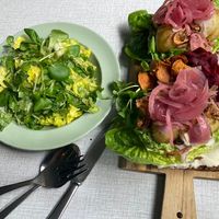 Smørrebrød and salad  at Din Nye Ven in Copenhagen