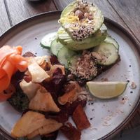 2 open faced sandwiches at Din Nye Ven in Copenhagen