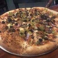 Vegan pizza at Switchyard Brewing Company in Bloomington