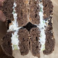 A bit skimpy on the vegan cc 🥺  at Bo's Bagels in New York City