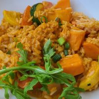 Thai vegan red curry at Big Woods in Bloomington