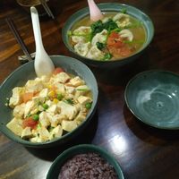 Toufu and dumpling soup at Shān Cǎi SùShí in Guangzhou