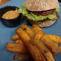 Burger at Radiantly Alive Yoga Cafe in Ubud
