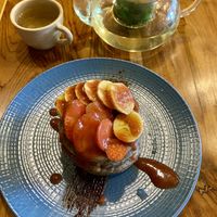 Banana Pancakes with Mint Tea. My favorite breakfast item.   at Radiantly Alive Yoga Cafe in Ubud
