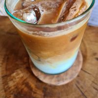 Latte with oat milk at Radiantly Alive Yoga Cafe in Ubud