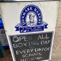 Sign with logo at Denmark Bakery in Denmark