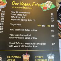 vegan menu  at Saigon Summer in Surry Hills