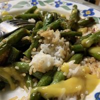 Spicy green beans (with spicy mustard). at Dragon Express in Bloomington