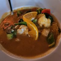 Vegan panang curry with vegetables at Rice in Eagle