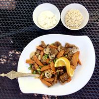 Vegan menu item with seitan  at Rice in Eagle