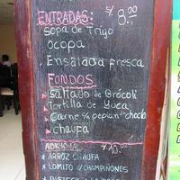Menu Board at La Esquina Del Sabor in Trujillo