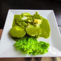 Menu: Ocopo (Andean Potatoes) - not vegan! at La Esquina Del Sabor in Trujillo