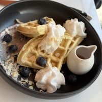 Blueberry sweet waffle   at Bistro Tendresse in Montreal