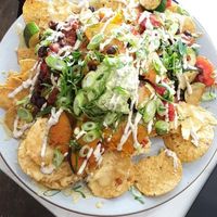 Vegan Nachos with added Edamame & Rocket mash at Frank's Eatery in Queenstown