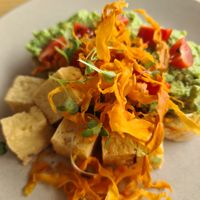 Avo with tofu and sweet potato curls at Sadie Black in Albion