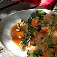 Gado Gado Bowl - loads of veggies with peanuts, quinoa, sesame dressing & spicy peanut sauce, pickled ginger & kimchi at Provisions of Arrowtown in Arrowtown
