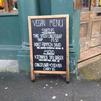 Vegan menu outside at The Green Goose in East London