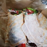 Falafel wrap - also comes with seasoned pita chips. at Jerusalem Market on Elm in Greensboro