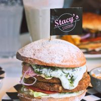 Chevrolet Burger + Vanilla Milkshake (in the background). at Stacy's Diner in Koege