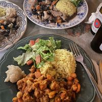 Rice and soy stew, rice with beans and eggplant   at Casa da Horta in Porto