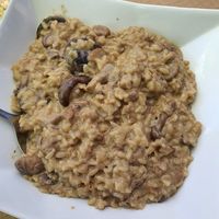 Arroz con setas 🍄 en su punto y bastante grande la ración at La Xana del Torio in Pedrun De Torio
