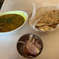 Lentil soup and garlic bread   at Veg N Chaat Cuisine in Fremont