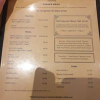 Menu at Four Friends in Congleton