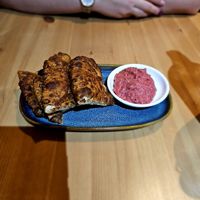 Bhaley - fried bread and chilli hummus   at Four Friends in Congleton