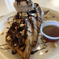 waffles with chocolate sauce at Juicery Plus - E Main St in El Paso