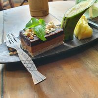 The snickers dessert. Good but we found it too heavy for us (coconut oil based) at Flowers & Fire in 
