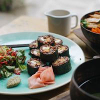 Vegan red rice nori rolls at Flowers & Fire in 