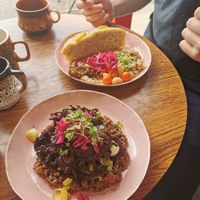 Focaccia lunch and lentil and onion at Wild Thing in Cardiff