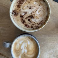Flat white and cappuccino (oat)  at Wild Thing in Cardiff