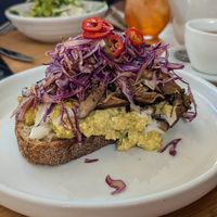 Scrambled tofu and mushrooms at Stable Coffee Kitchen in Tugun