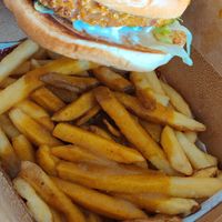 It was very tasty! Chickless burger with katsu chips. I added extra mayo and it was fab! at BRGR in Edinburgh