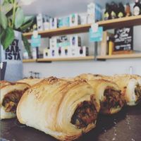 Freshly baked, homemade Vegan Veggie Rolls at Ginger Bees Cafe in Kingston Upon Thames