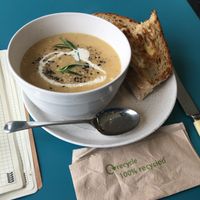 Garlic and Parsnip for the cold winter day  at Ginger Bees Cafe in Kingston Upon Thames