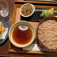 Whole wheat noodles with vegetable tempura   at Omen Nippon in Kyoto