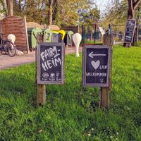 Signs outside at FAIR1-HEiM in Muelheim