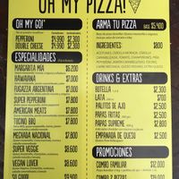 Menu with vegan options at Oh my pizza! - Polcura in Santiago