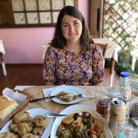 Roasted Vegetable mix, fried aubergines and vegetable pies at Taverna Babis in Crete