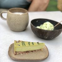 Lime matcha cake at Matcha Bar in Copenhagen