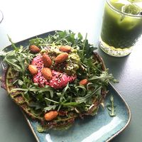 Green waffle with avocado (should have been avocado, anyways - instead of avocado I was served a little bit of guacamole) at Matcha Bar in Copenhagen