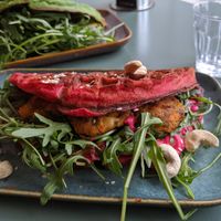 Pink Waffle sandwich at Matcha Bar in Copenhagen