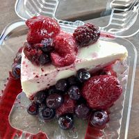 Vegan cheesecake with mixed berries - DELICIOUS! 😋   at Sunflower Drive-In in Fair Oaks