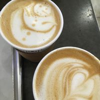 Deux latte lait d’avoine. Temps des fêtes! at Doughnut Plant - Hotel Chelsea in New York City