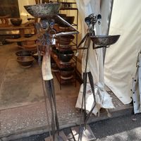 Statues made out of repurposed scrap metal at Wild Gecko Handicrafts in Accra