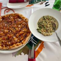 Vegan BBQ pizza and Meloso quinoa.  at Palette in Torremolinos