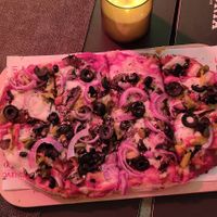 Vegetarian Pizza with mushrooms added which we asked him not to add at Palette in Torremolinos