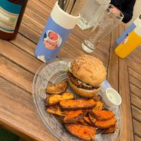 Delicious Italian burger and potatoes  at Why Not Us Coffee in Marseille